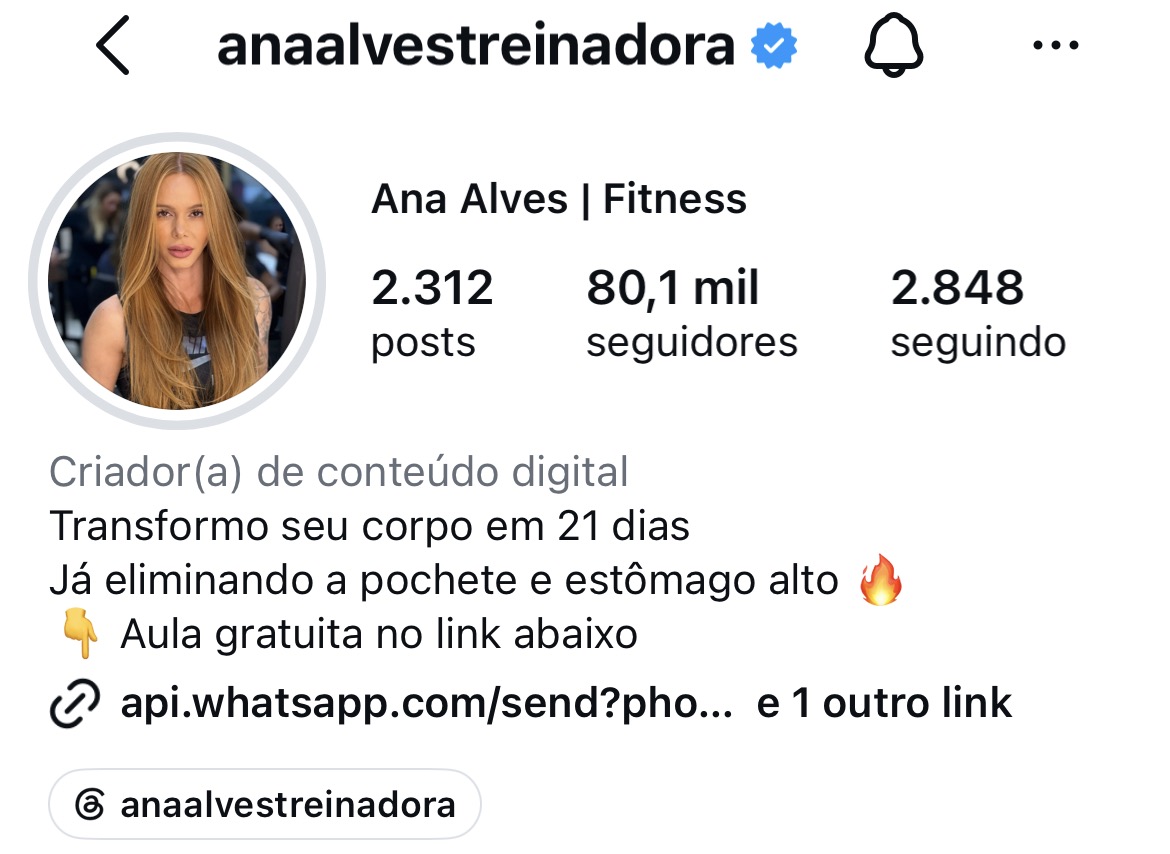 Instagram @anaalvestreinadora
